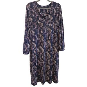 Next Womens 18T Cozy Comfy Boho Navy Floral Jersey Nightgown Long Sleeve V-Neck